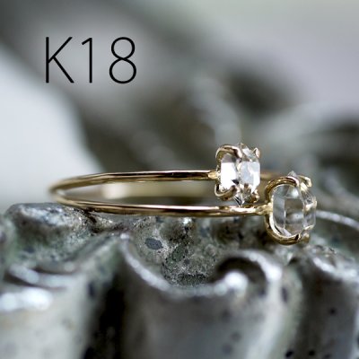 画像2: 【K18】*TSUBOMI*ダイヤモンドクォーツ原石の蕾リング（細）（2） サイズ10.5号
